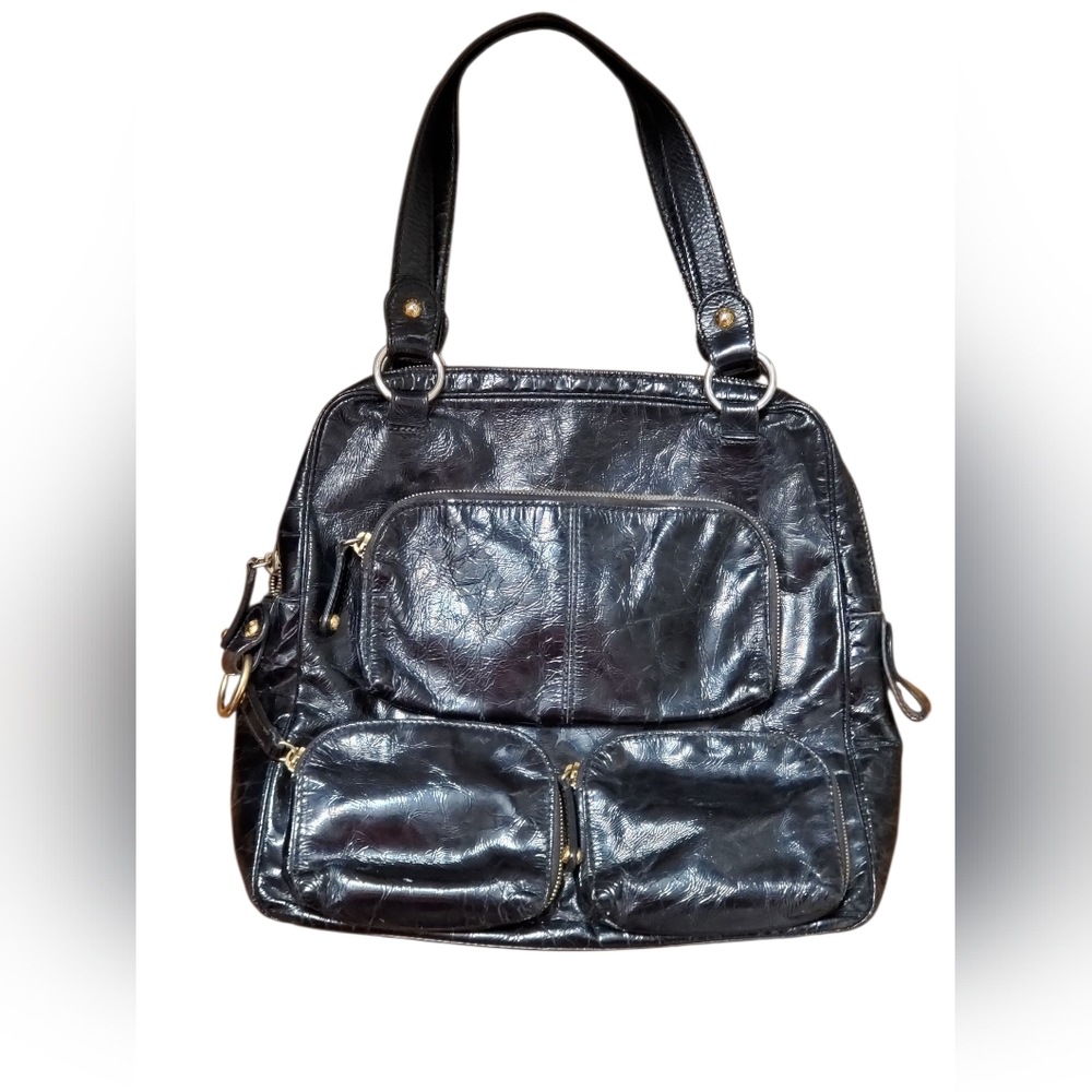 Tod's T Bag Media Tote Bag In Black Patent Leather